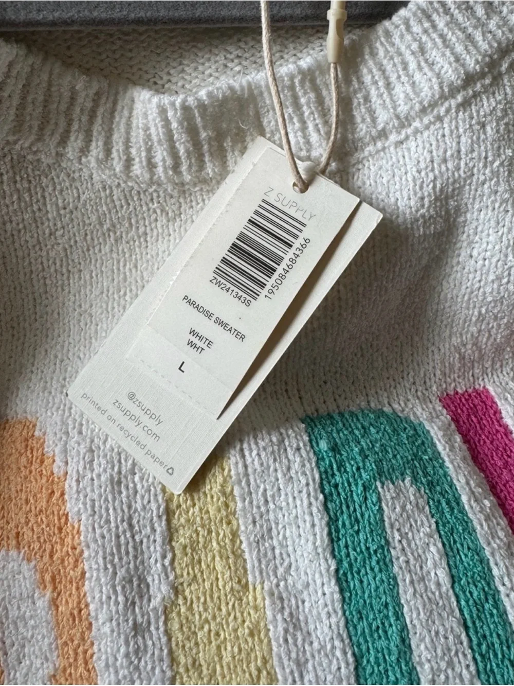 Z Supply 'Paradise' Colorblock Crewneck Sweater L Summer Vacation
